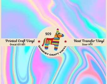 Unicorn Marble Iridescent oil Pattern Printed HTV, Iron on Printed Vinyl, Glitter Puff Heat transfer Vinyl,  Adhesive Craft Vinyl- 909
