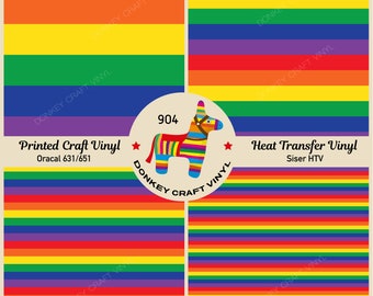 Rainbow Stripes pattern Printed HTV, Pattern Vinyl, Puff Heat transfer Vinyl, Glitter Patterned HTV,  Adhesive Craft Vinyl- 904
