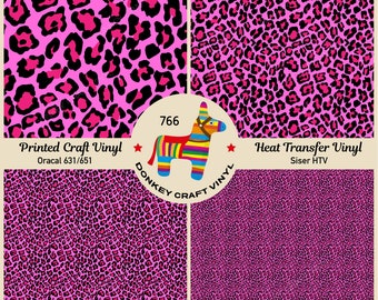 Patterned Vinyl | Pink Leopard Animal Print Printed HTV, Adhesive Craft Vinyl,Patterned Faux leather, Puff Heat transfer Vinyl 766