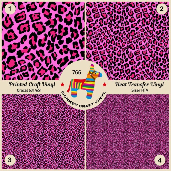 Patterned Vinyl | Pink Leopard Animal Print Printed HTV, Adhesive