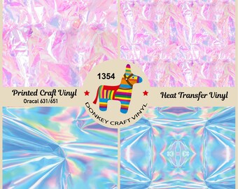 Abstract Foil Texture, Fake hologram Pattern Printed Puff Heat transfer Vinyl, Glitter HTV, Permanent Adhesive Craft Vinyl- 1354