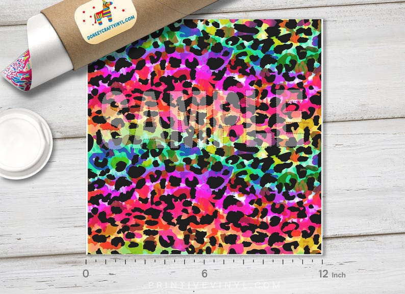 Leopard Color Htv Rainbow Leopard Printed HTV, Iron on Vinyl, Patterned Vinyl, Faux ...