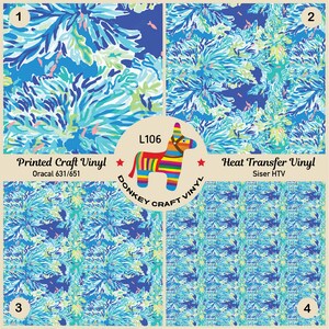 Blue Summer Beach Printed Vinyl, Glitter HTV, Patterned Iron on Vinyl, Faux leather, Puff Heat transfer Vinyl,  Adhesive Vinyl L106