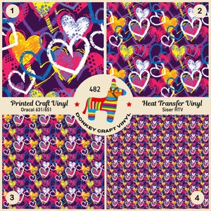 Abstract Love Graffiti Heart Printed HTV, Pattern Vinyl, Iron on Vinyl ...
