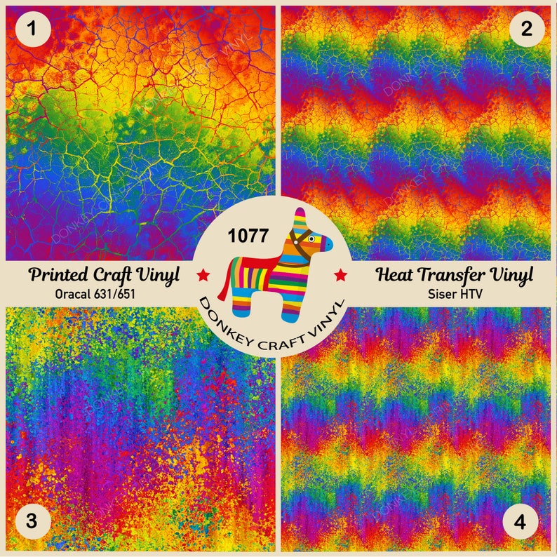Grunge Rainbow Texture Printed HTV Pattern Vinyl Iron on Etsy