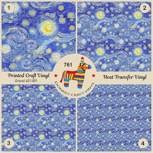 Impressionist paintings Printed HTV, Patterned Vinyl, Glitter Faux leather, Puff Heat transfer Vinyl,  Adhesive Craft Vinyl- 761