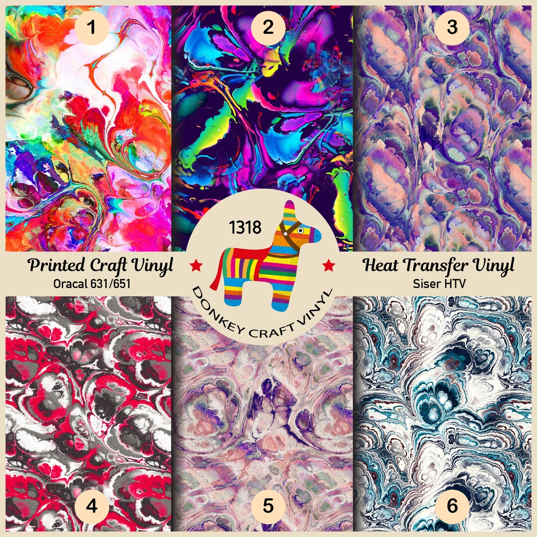 Abstract Pattern Htv Abstract Ink Marble Pattern Printed HTV, Iron on Vinyl, Glitter Faux ...