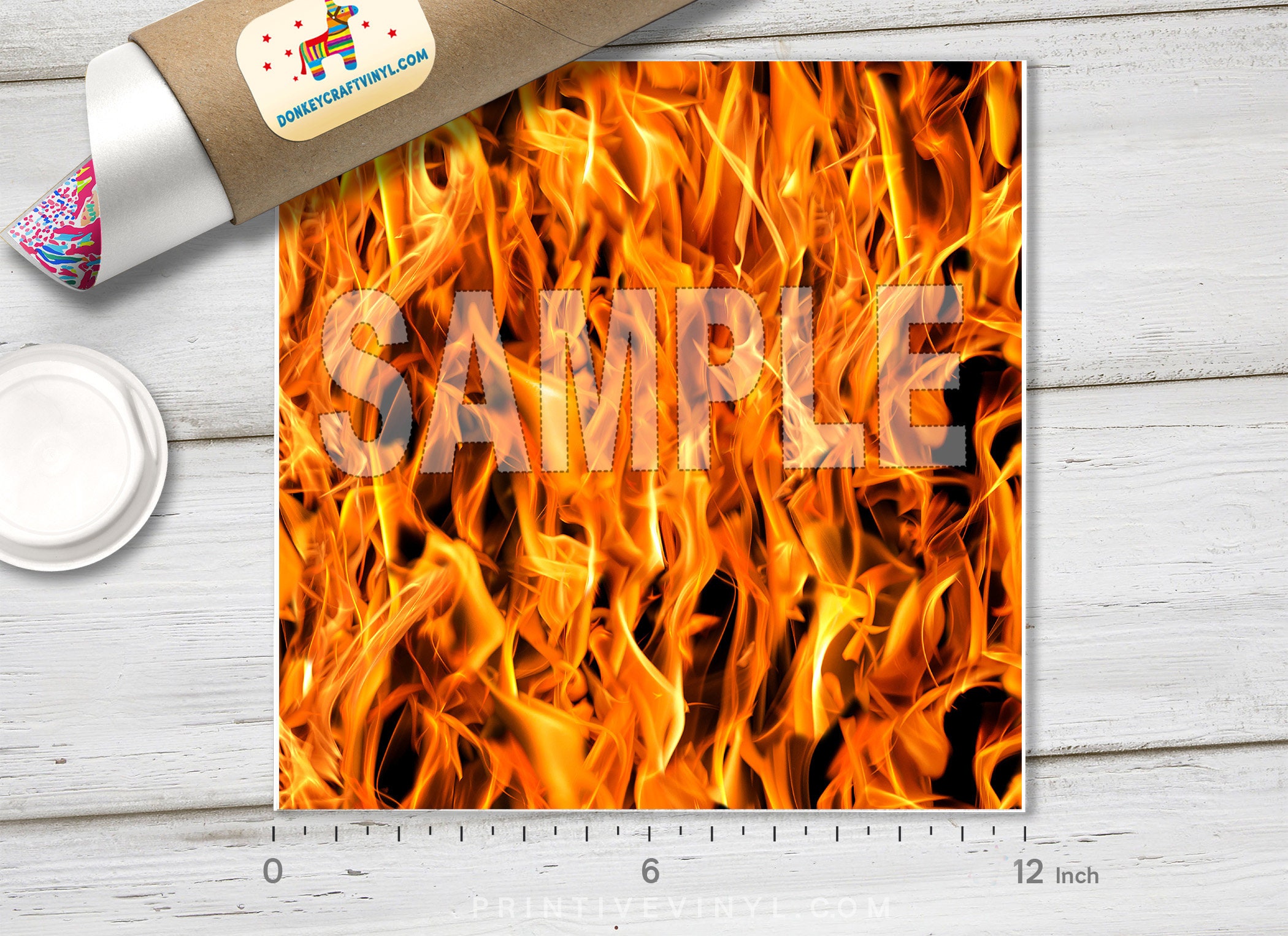 Patterned Vinyl Fire Flame on Black Background Printed HTV Etsy