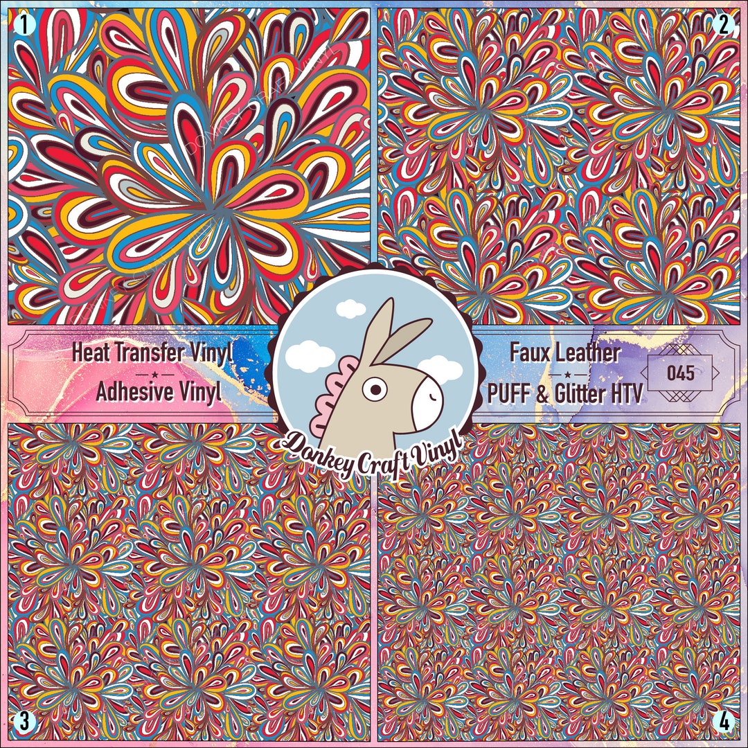 Colorful Abstract Textile Printed HTV, Pattern Vinyl, Iron on Vinyl ...