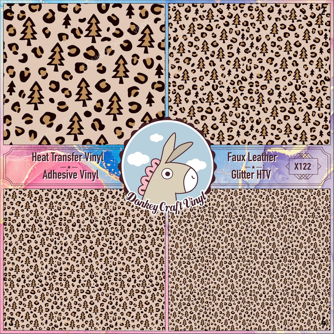 Leopard Color Htv Christmas Tree Leopard Printed HTV, Pattern Faux Leather, Glitter HTV ...