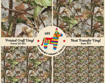 Forest Camouflage Printed HTV, Patterned Vinyl, Iron on Vinyl, Glitter HTV,  Puff Heat transfer Vinyl,  Adhesive Craft Vinyl- 489