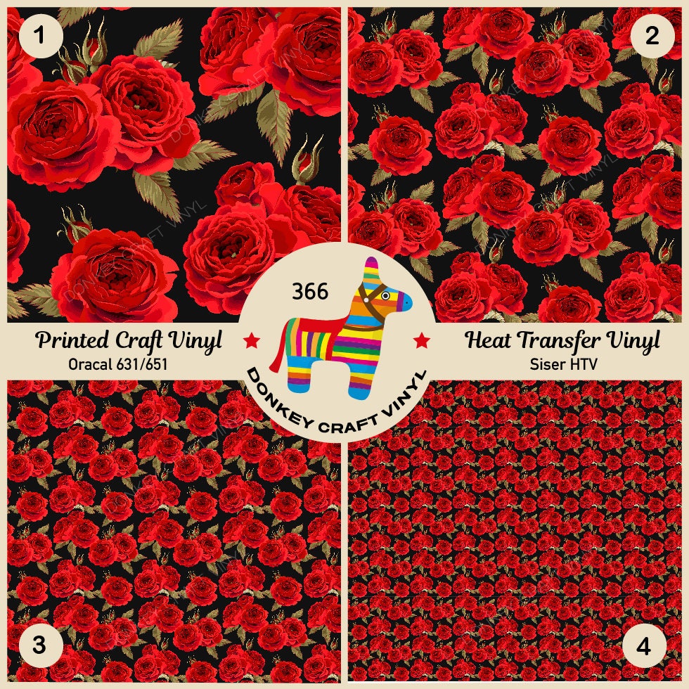English Rose Flowers Printed HTV, Pattern Vinyl, Iron on Vinyl, Siser…