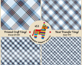 Tartan Plaid printed HTV, Pattern HTV, Iron on Vinyl, Glitter HTV,Pattern Vinyl, Puff Heat transfer Vinyl,  Adhesive Craft Vinyl- 453