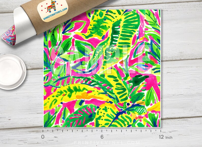 Oracal Adhesive Vinyl L132 Glitter HTV Tropical Floral Flower Printed Vinyl Patterned Iron on Vinyl Siser Heat Transfer Vinyl