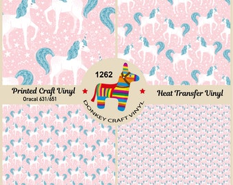 Fantasy Unicorns Printed HTV| Faux leather, Puff Heat transfer Vinyl, Patterned Vinyl |  Adhesive Vinyl, Glitter HTV,  Vinyl- 1262