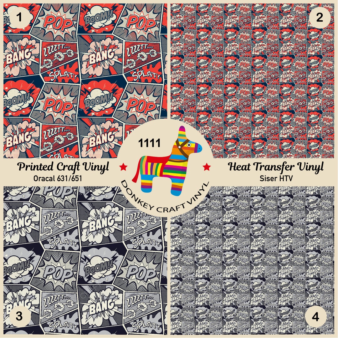 Retro Comic Bubbles Printed HTV, Pattern Vinyl, Patterned Vinyl ...