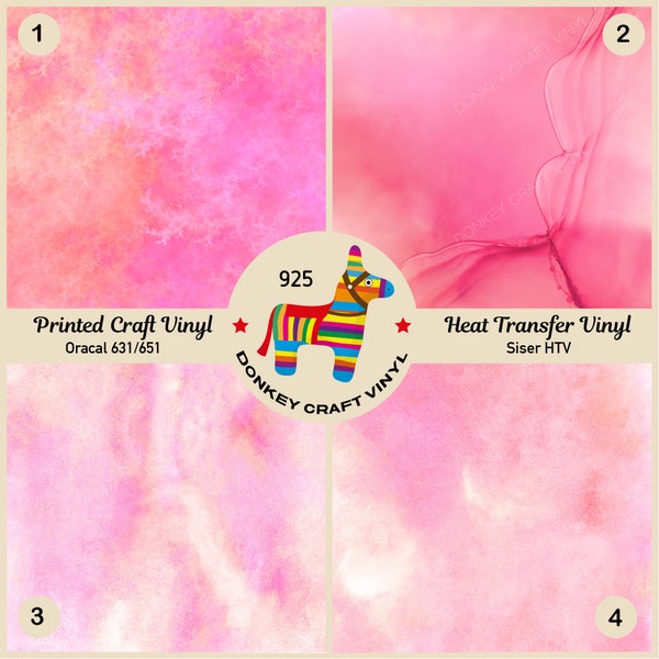 Patterned Vinyl | Pink Watercolor Ombre pattern Printed HTV, Iron on Vinyl, Puff Heat transfer Vinyl,  Adhesive Craft Vinyl- 925