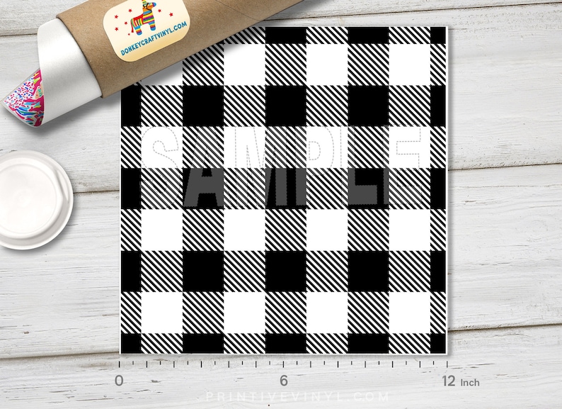 Black and White Plaid Printed HTV Pattern Vinyl Pattern HTV | Etsy