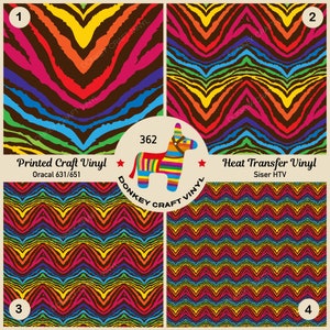 Rainbow Zebra Printed Vinyl, Pattern Vinyl, Pattern HTV,Iron on Vinyl   Faux leather, Puff Heat transfer Vinyl,  Adhesive Craft Vinyl- 362