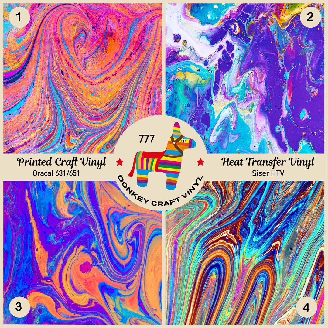 Abstract Iridescent Marbling Oil Slick Printed HTV, Pattern HTV, Iron ...