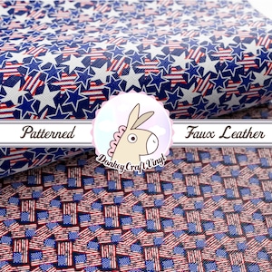 4th of July American Flag printed Faux Leather Earring Leather | Purse Leather | Inlay Leather FL046