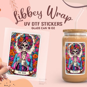 Skeleton Tarot Card UV Dtf Sticker, Ready to Transfer, Libbey Glass Can Wrap, UV Dtf Cup Wrap, UV Dtf Transfers, Tumbler Uv Sticker UV005