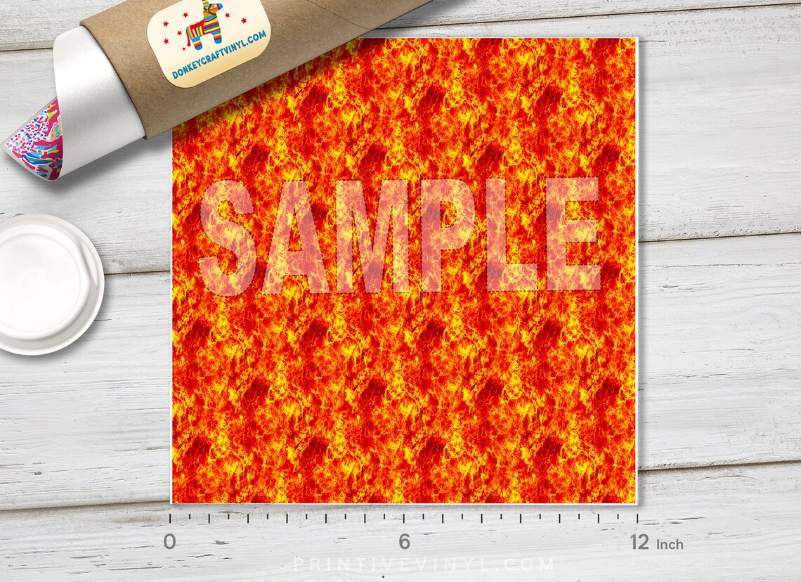 Blaze Fire Flame Printed HTV Pattern Vinyl Iron on Vinyl Etsy