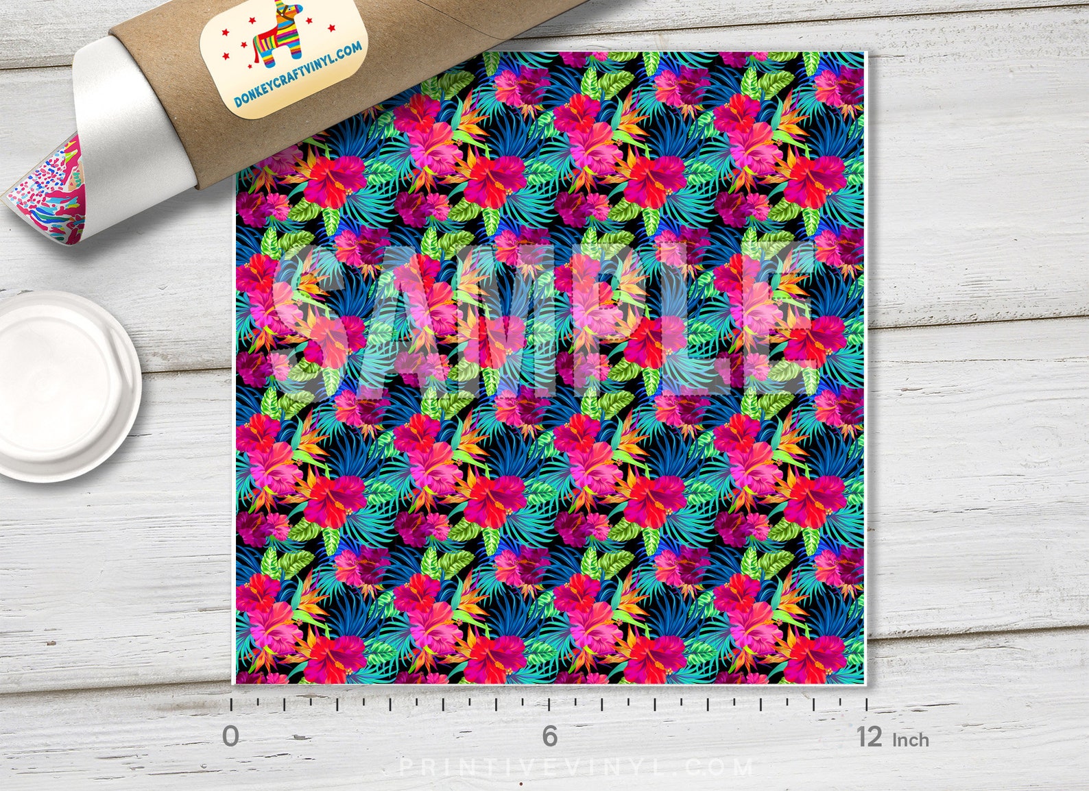 Tropical Flower Printed HTV Pattern HTV Pattern Vinyl Iron Etsy