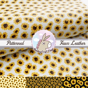 Sunflower Printed Faux Leather Earring Leather | Purse Leather | Hairbow Leather FL-007
