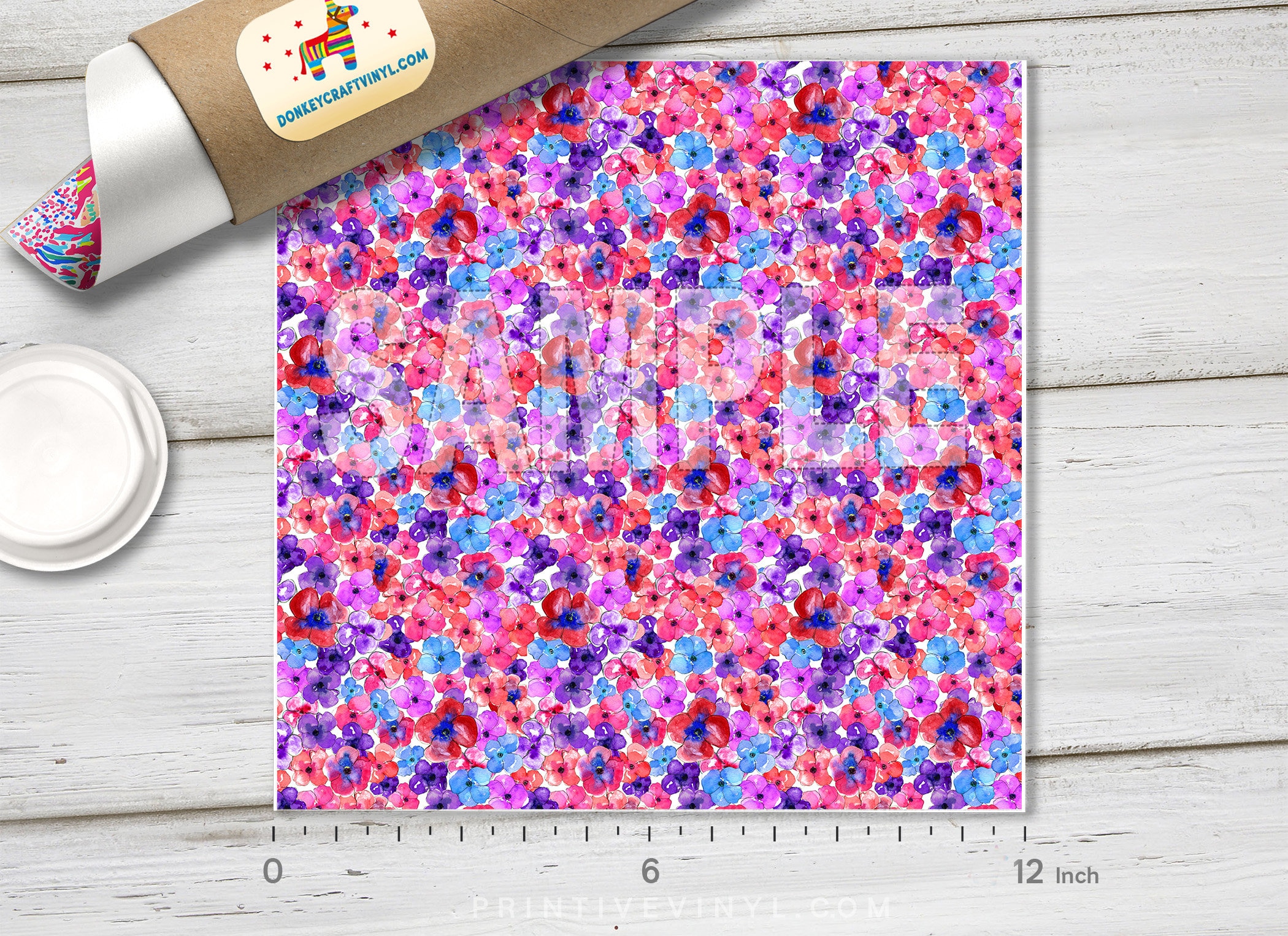 Watercolor Flower Printed HTV Pattern Vinyl Patterned HTV - Etsy