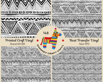 Vinile termoadesivo con stampa tribale Navajo, vinile con motivi, vinile termoadesivo decorato, vinile termoadesivo, similpelle, vinile termotrasferibile a rilievo, vinile adesivo per lavori creativi - 148