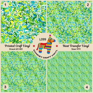Green Watercolor Flower Printed Vinyl, Glitter HTV, Patterned Iron on Vinyl, Faux leather, Puff Heat transfer Vinyl,  Adhesive Vinyl L099