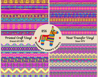 Vinile termotrasferibile tribale Navajo, motivo etnico azteco, vinile stampato, vinile termotrasferibile glitterato, vinile termotrasferibile decorato, vinile adesivo per lavori creativi 856