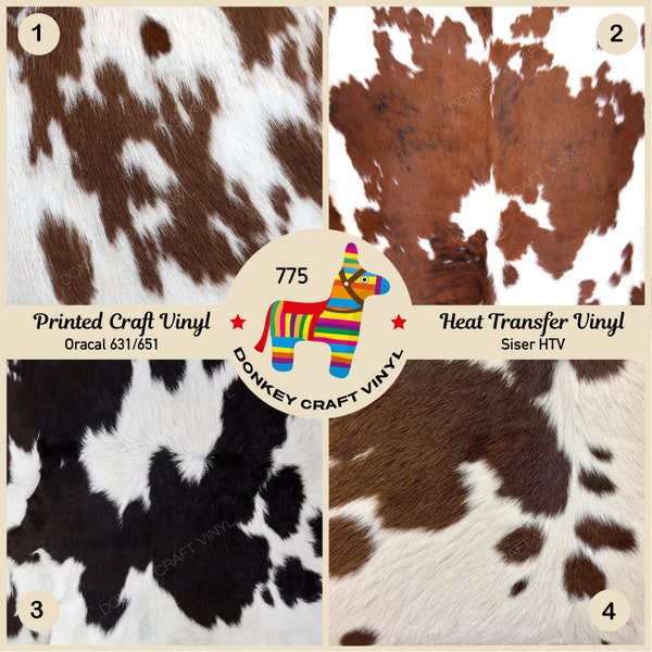 Patterned Vinyl | Cowhide Printed HTV, Animal Print,Adhesive Craft Vinyl,Patterned Faux leather, Puff Heat transfer Vinyl - 775