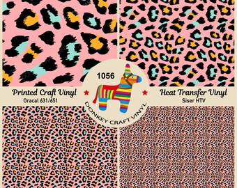 Pink Leopard cheetah Animal Printed HTV, Patterned Vinyl, Iron on Vinyl,  Puff Heat transfer Vinyl,  Adhesive Craft Vinyl- 1056