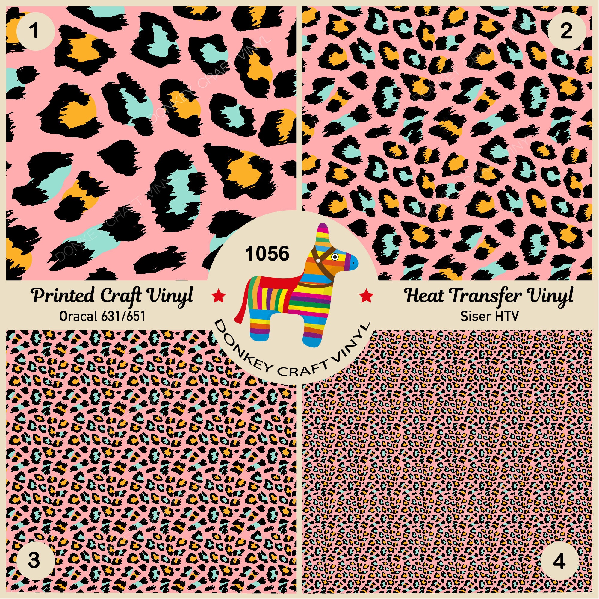 Pink Leopard Cheetah Animal Printed HTV, Patterned Vinyl, Iron on
