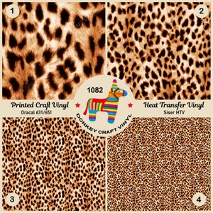 Leopard cheetah Animal Printed HTV, Patterned Vinyl, Iron on Vinyl, Glitter HTV, Puff Heat transfer Vinyl,  Adhesive Vinyl 1082