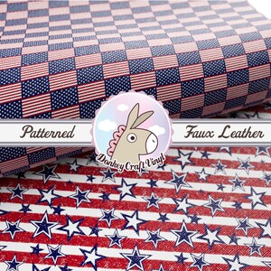 4th of July American Flag printed Faux Leather Earring Leather | Purse Leather | Inlay Leather FL048