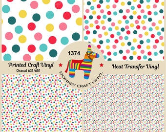 Polka dots, Dotted pattern Printed HTV, Pattern Vinyl, Iron on Vinyl, Glitter HTV, Puff Heat transfer Vinyl,  Adhesive Craft Vinyl- 1374