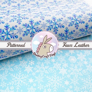 X-mas Snowflake Printed Faux Leather Earring Leather | Purse Leather | Hairbow Leather | Leather Craft FL-045