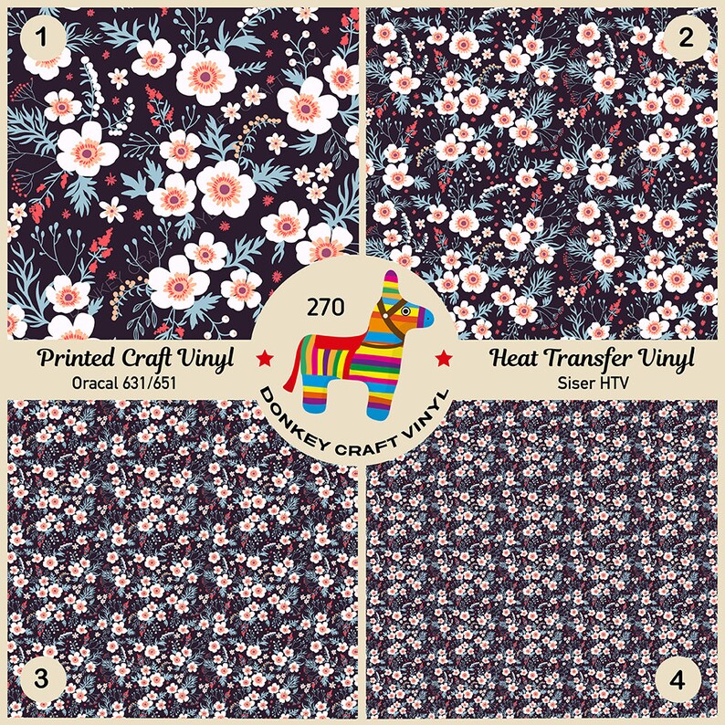 Flower Garden Patterned Iron on Siser Oracal Printed HTV Craft vinyl- 271