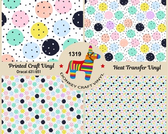 Polka dots, Dotted pattern Printed HTV, Pattern Vinyl, Iron on Vinyl, Glitter HTV, Puff Heat transfer Vinyl,  Adhesive Craft Vinyl- 1319