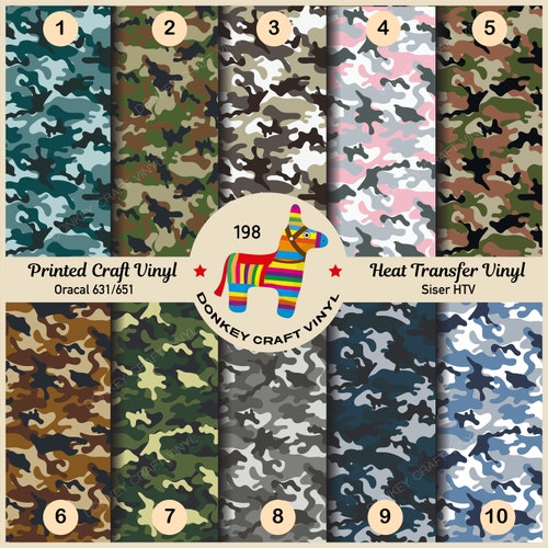 Colored Military Camouflage Pattern Printed HTV Iron on Siser Etsy