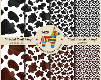 Patterned Vinyl | Cow Printed HTV, Animal Print, Adhesive Craft Vinyl, Patterned Faux leather, Puff Heat transfer Vinyl - 1429