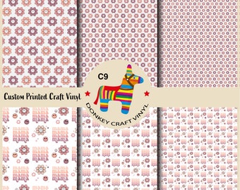 Personalized Pattern Print HTV, Custom Print Iron on Vinyl, Custom Print Adhesive Craft Vinyl, Removable Vinyl, Permanent Adhesive Vinyl C09