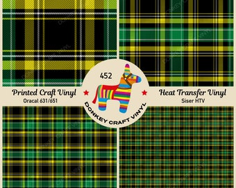 Green Tartan Plaid printed HTV, Pattern Vinyl, Pattern HTV, Iron on Vinyl, Puff Heat transfer Vinyl,  Adhesive Craft Vinyl- 452