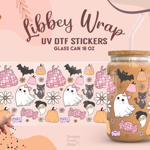 Halloween UV Dtf, Ready to Transfer, Libbey Glass Can Wrap, UV Dtf Cup Wrap, UV Dtf Transfers, 16oz Cup Wrap UV017
