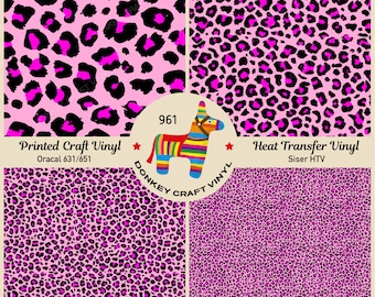 Patterned Vinyl | Pink Leopard Skin Animal Skin Printed HTV, Iron on Vinyl,  Adhesive Craft Vinyl, Glitter Puff Heat transfer Vinyl  961