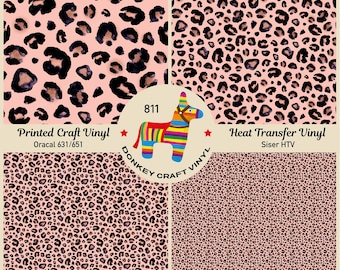 Pink Leopard cheetah Animal Printed HTV, Glitter Patterned Vinyl, Iron on Vinyl,  Puff Heat transfer Vinyl,  Adhesive Craft Vinyl- 811