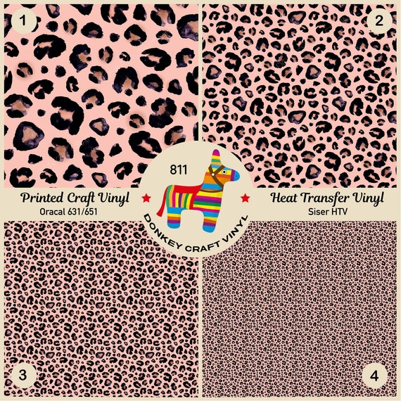 Pink Leopard Cheetah Animal Printed HTV, Glitter Patterned Vinyl